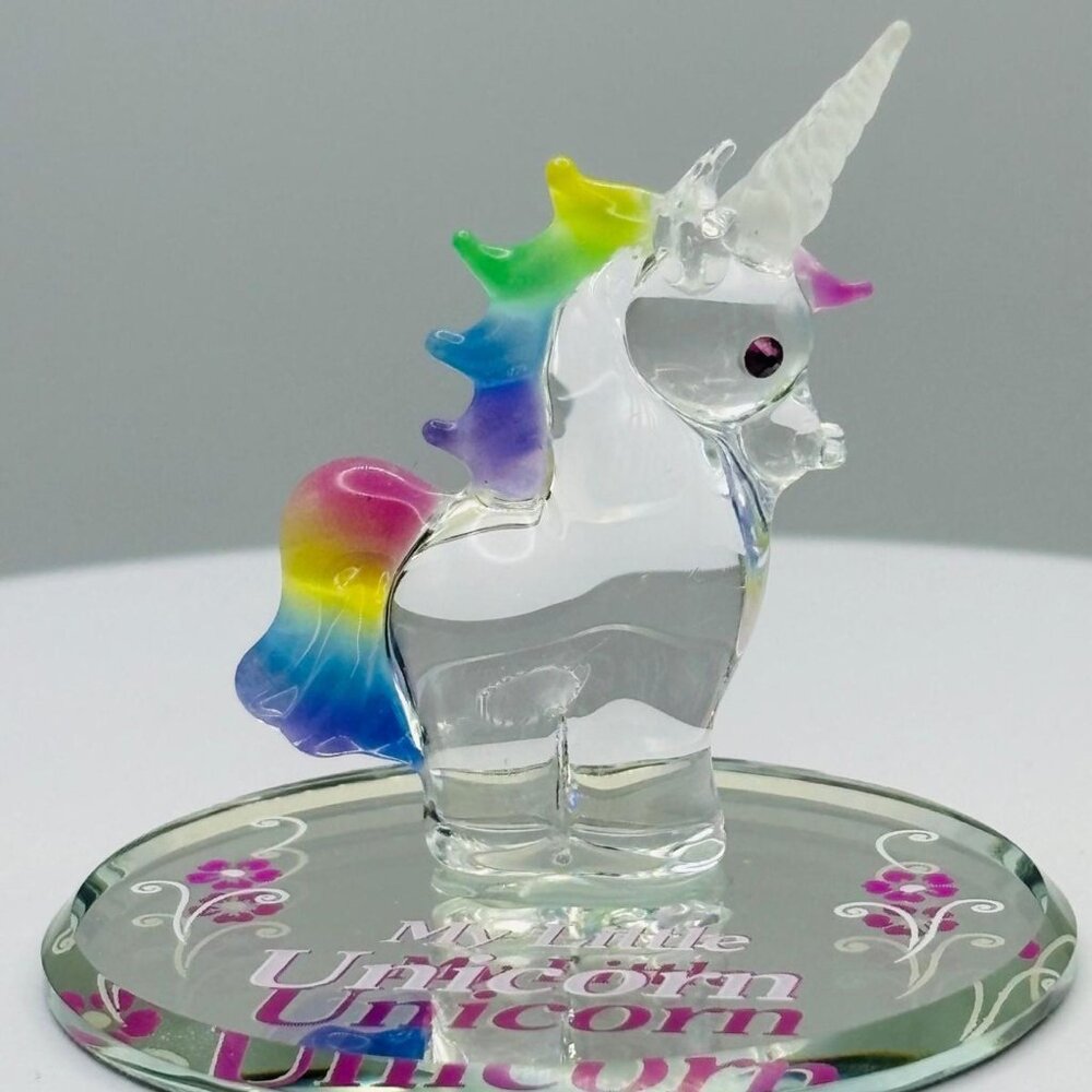 My Little Unicorn Glass Figurine | Rainbow Mane Fantasy Decor Girl Gift Collecti